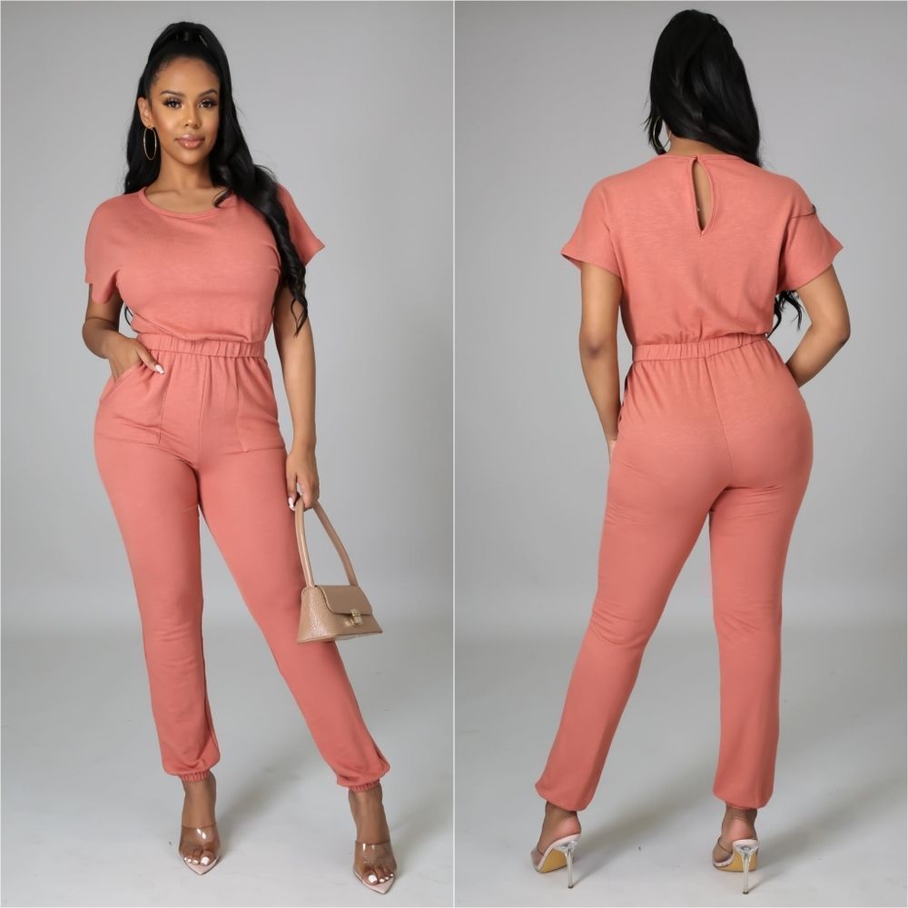Terra Cotta Jogger Jumpsuit - Picture 1 of 3